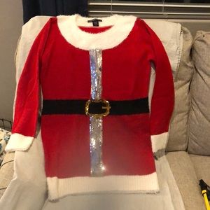 Santa Claus Christmas Sweater Red Medium Womens Red Holiday